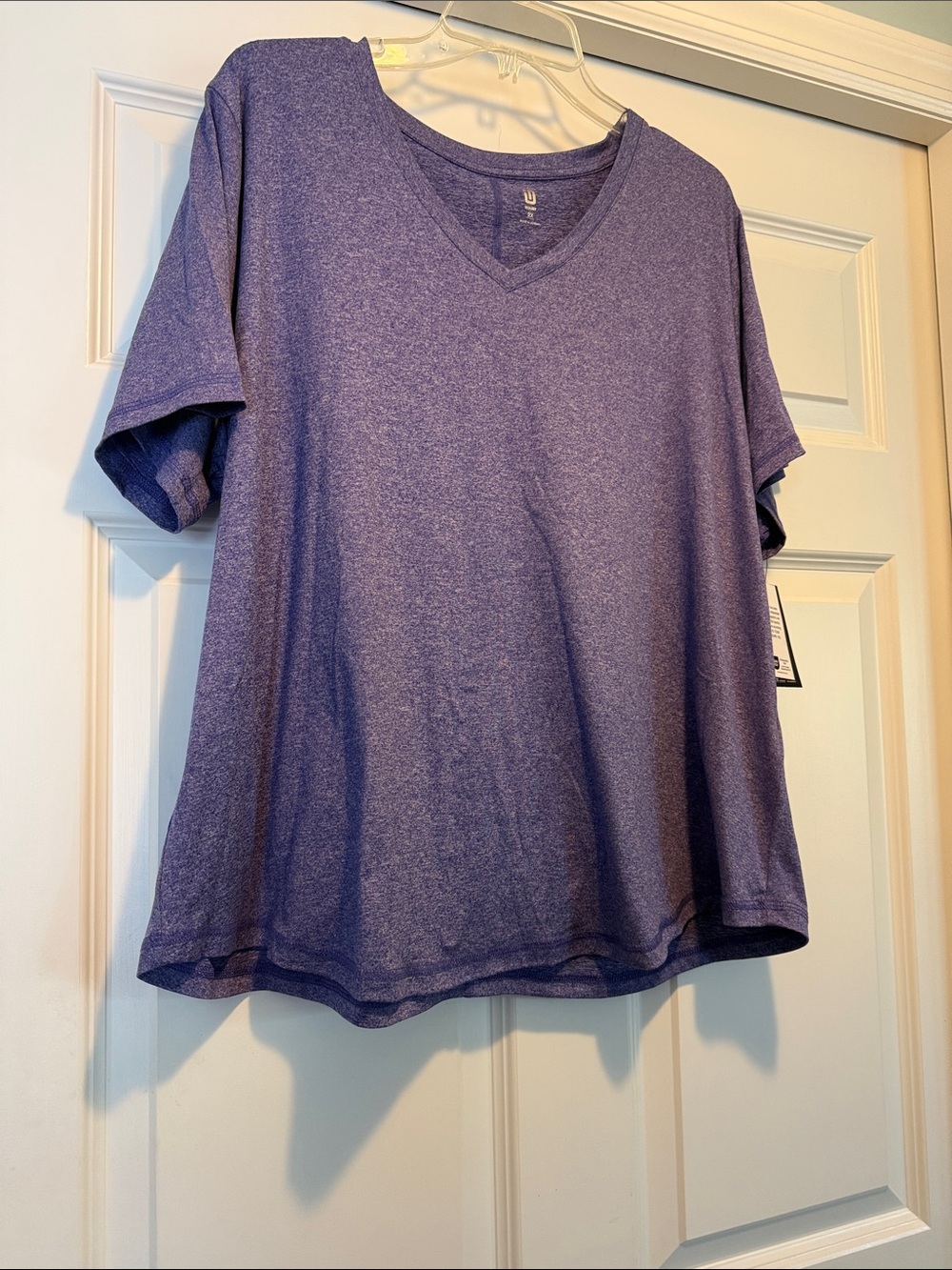 Ideology Women’s Heathered Purple V-Neck Short Sleeve Tee Size 2X NWT